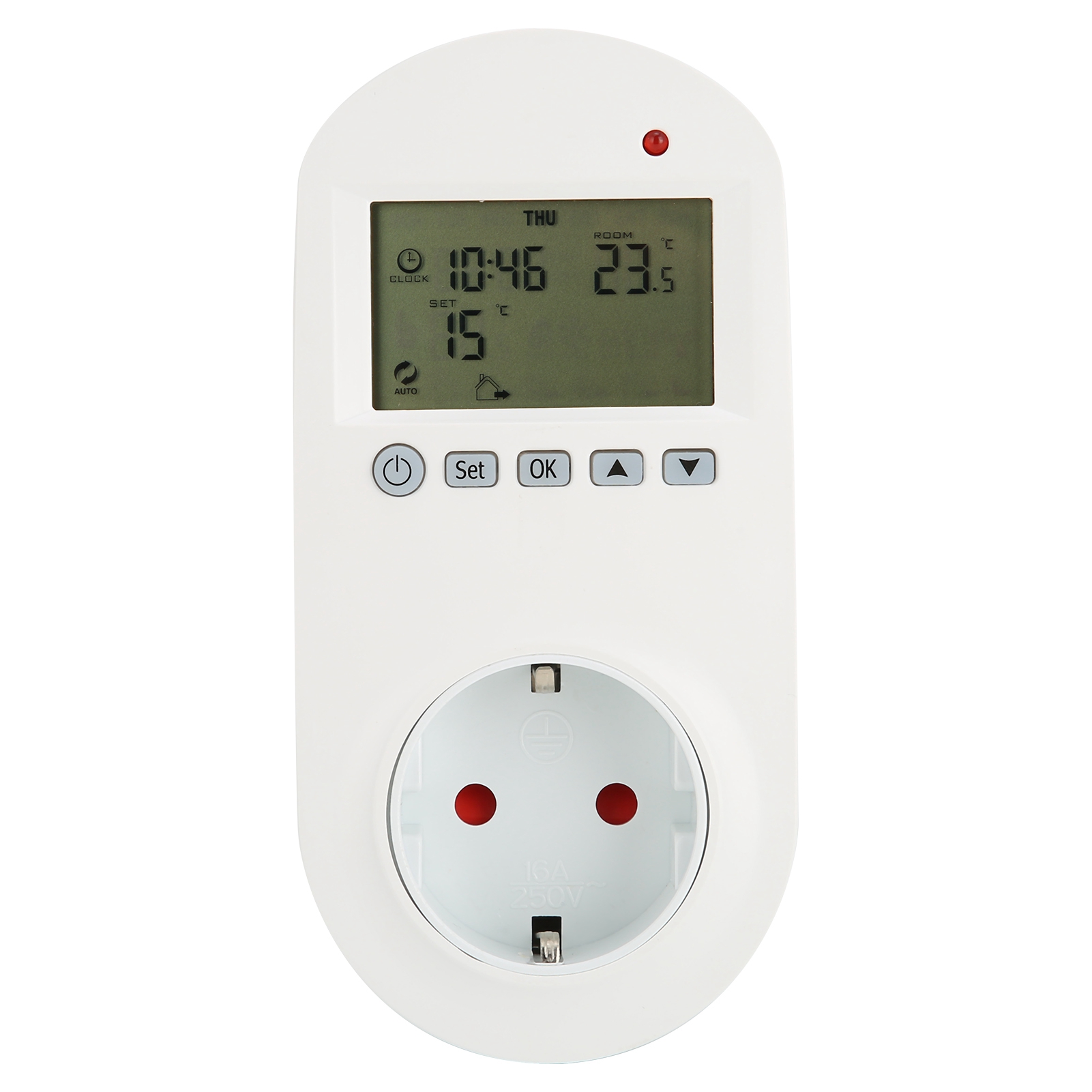 Toivize Hy02-16a 16a Programmierbarer Thermostat Für Elektrische Heizungen, Übersichtliches Lcd-display, Anti-cut-speicherfunktion, Einfache Steckinstallation