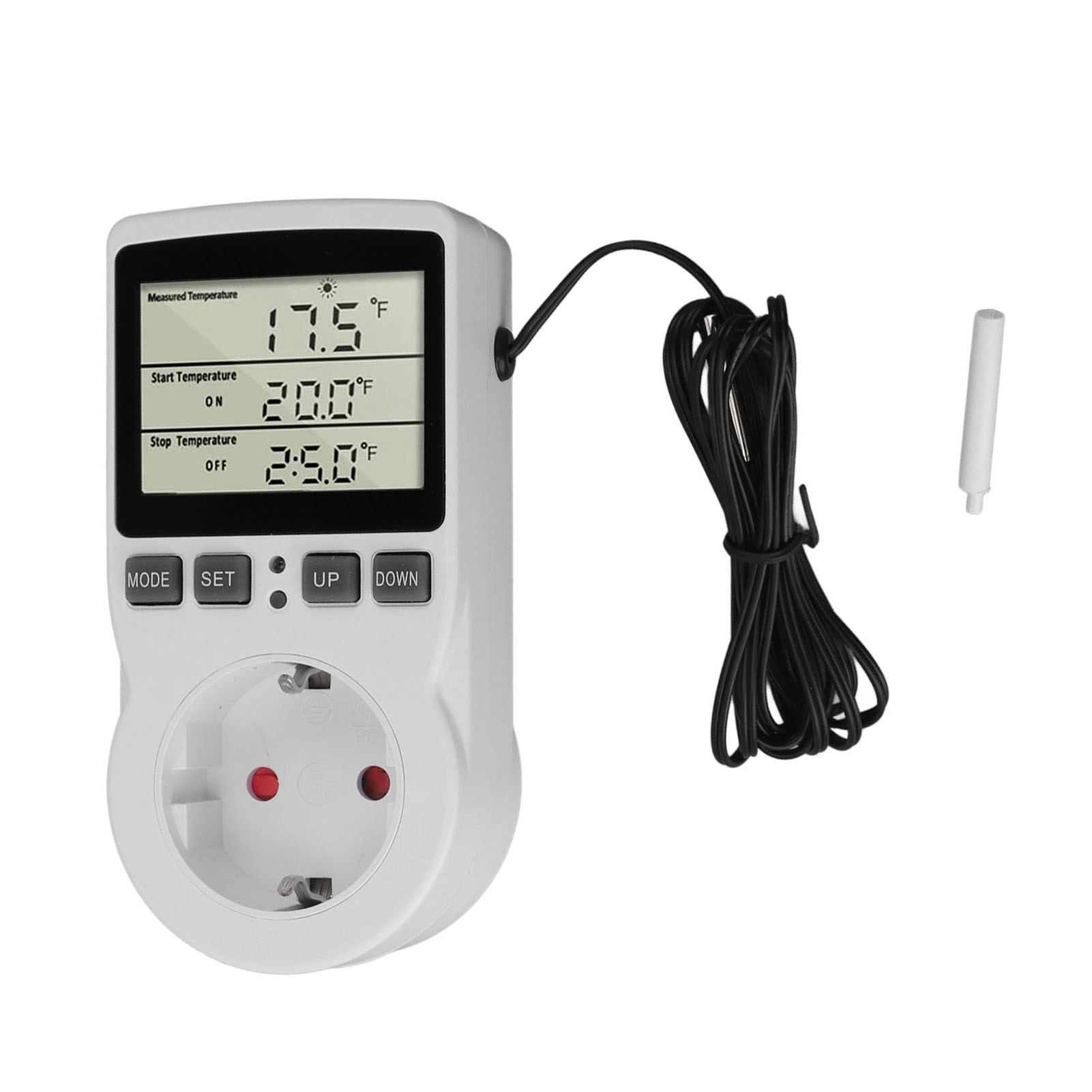 Toivize 3680w Digitalthermostat-stecker Mit Leistungsanzeige, Timer Und Temperaturregelung -40 Bis 120 °c, Robustes Abs