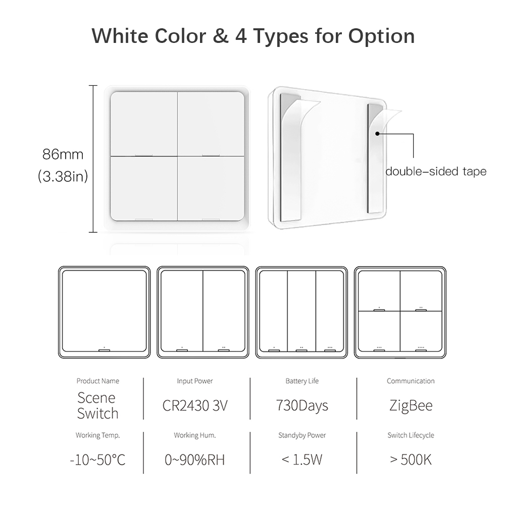 Tuya Smart Life 1-tasten-zigbee-funkschalter, Weiß, Inklusive Cr2430-batterie, Für Hausautomatisierungsszenen