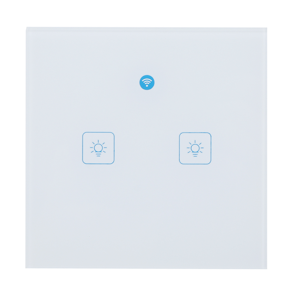 Zwei-wege-wlan-touch-wandschalter, Gehärtetes Glas, Intelligenter Timer, Fernsteuerung Per App, Elegantes Design Für Smart Home