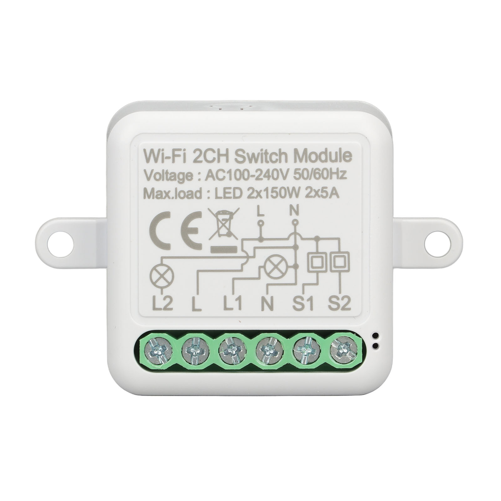 Toivize Tuya Smart 2-wege-wlan-relaismodul, Doppelschalter Mit Alexa- Und Google-sprachsteuerung, 100–240 V, Kompakt