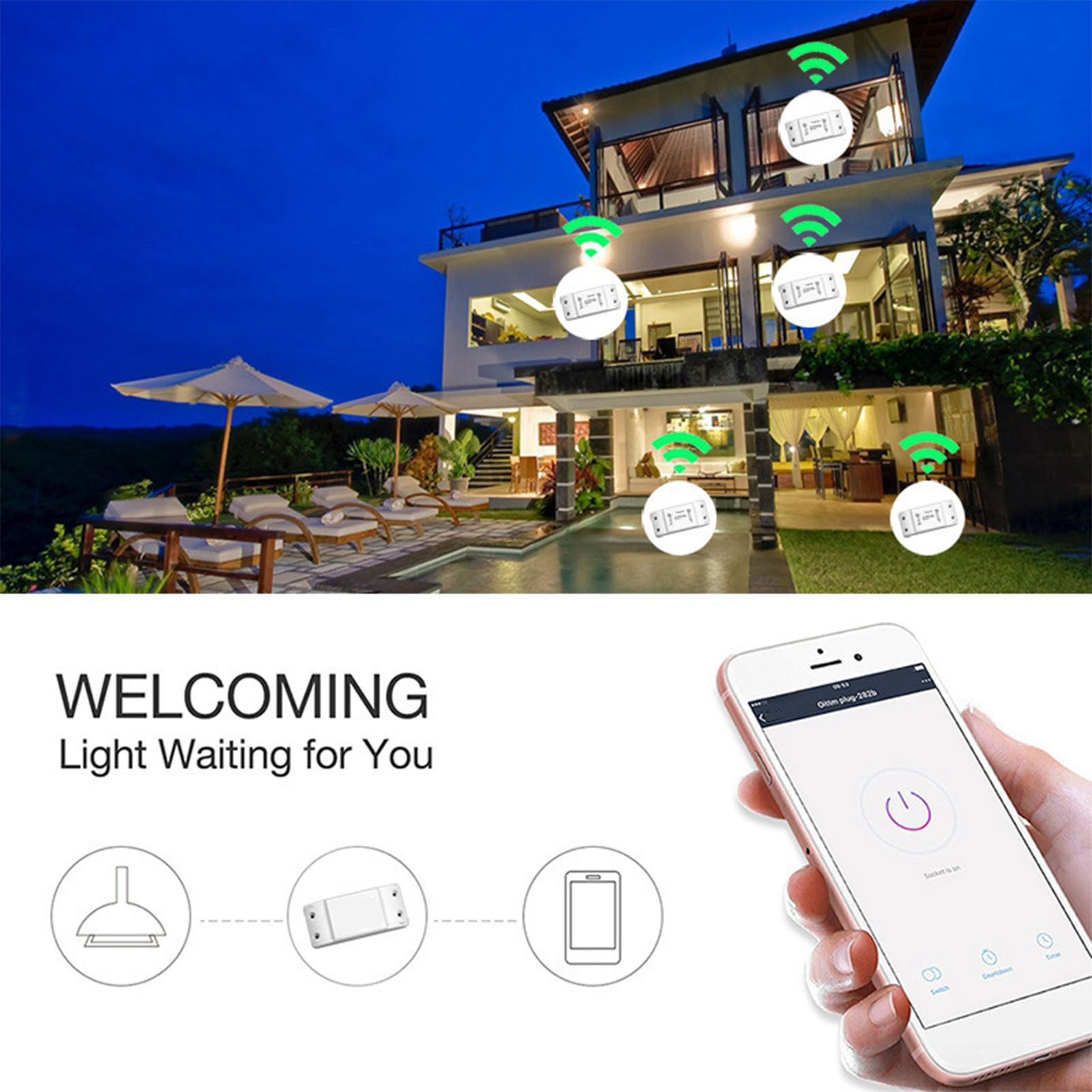 Toivize Rsh-sb001 10a Smart Wifi Switch Module, Kompatibel Mit Alexa Und Google Assistant Für Smart Homes