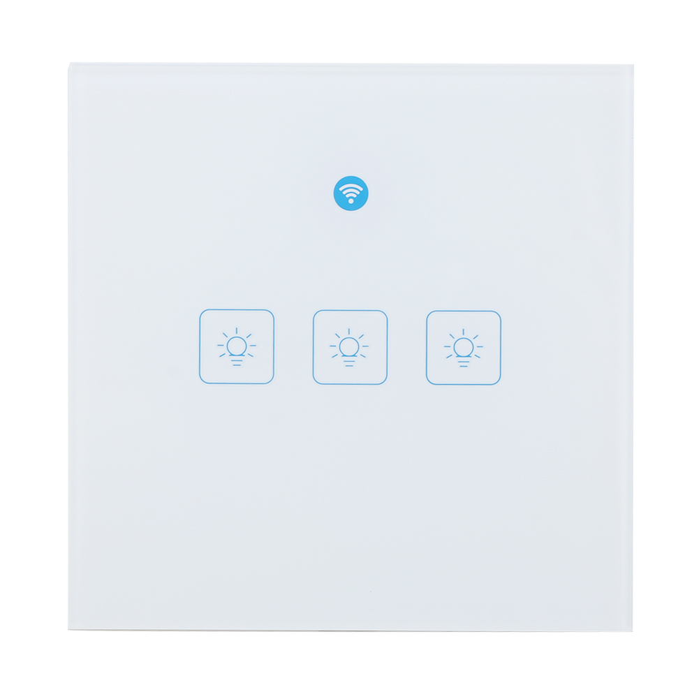 Toivize 3-wege-wlan-touch-wandschalter, Gehärtetes Glas, Quadratisch, 8,5 Cm