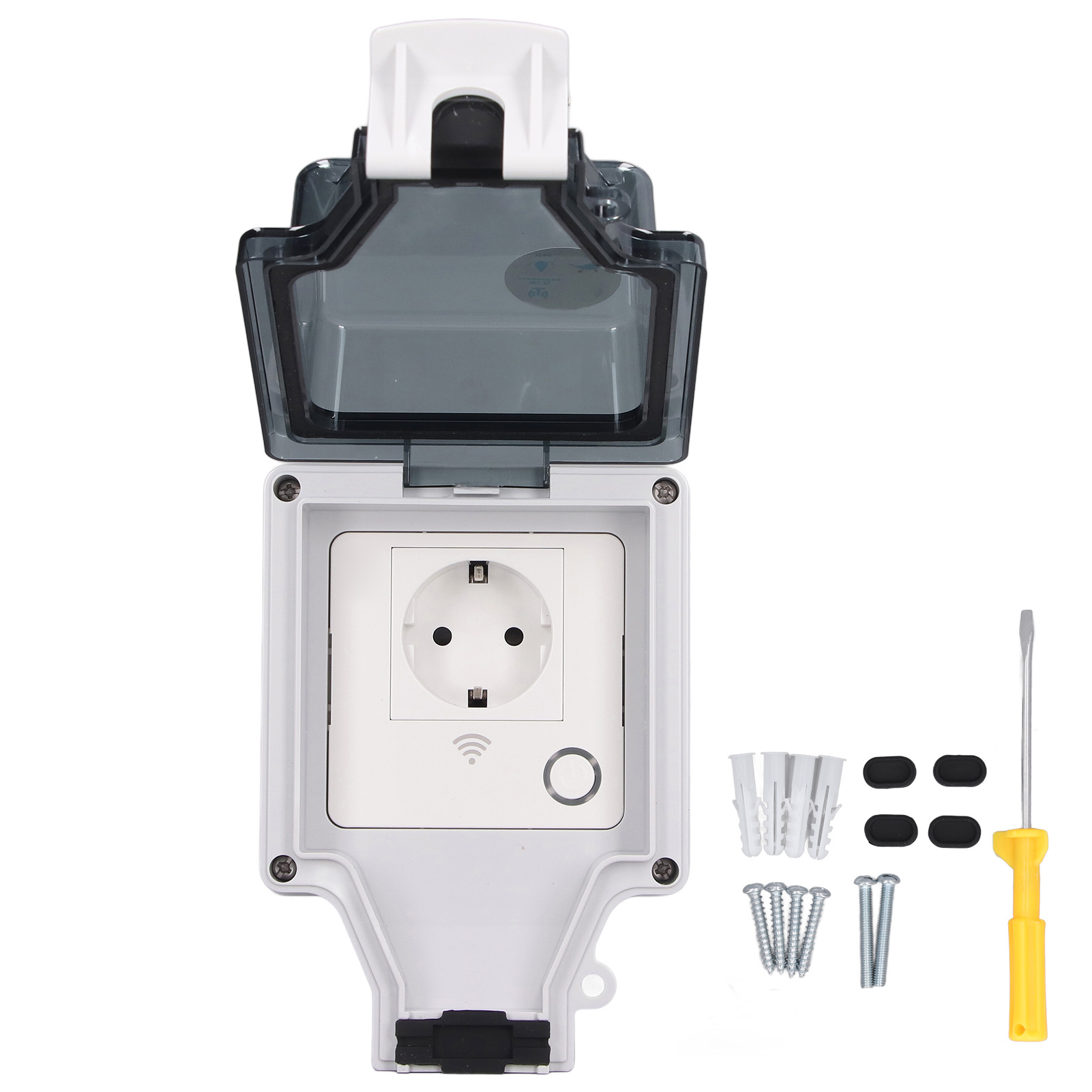 Snw-sr 16a Ip66 Wasserdichter Wlan-smart-stecker Für Den Außenbereich, Kompatibel Mit Alexa Und Google Sprachsteuerung, Standard-wandhalterung 86 Mm (französisch)