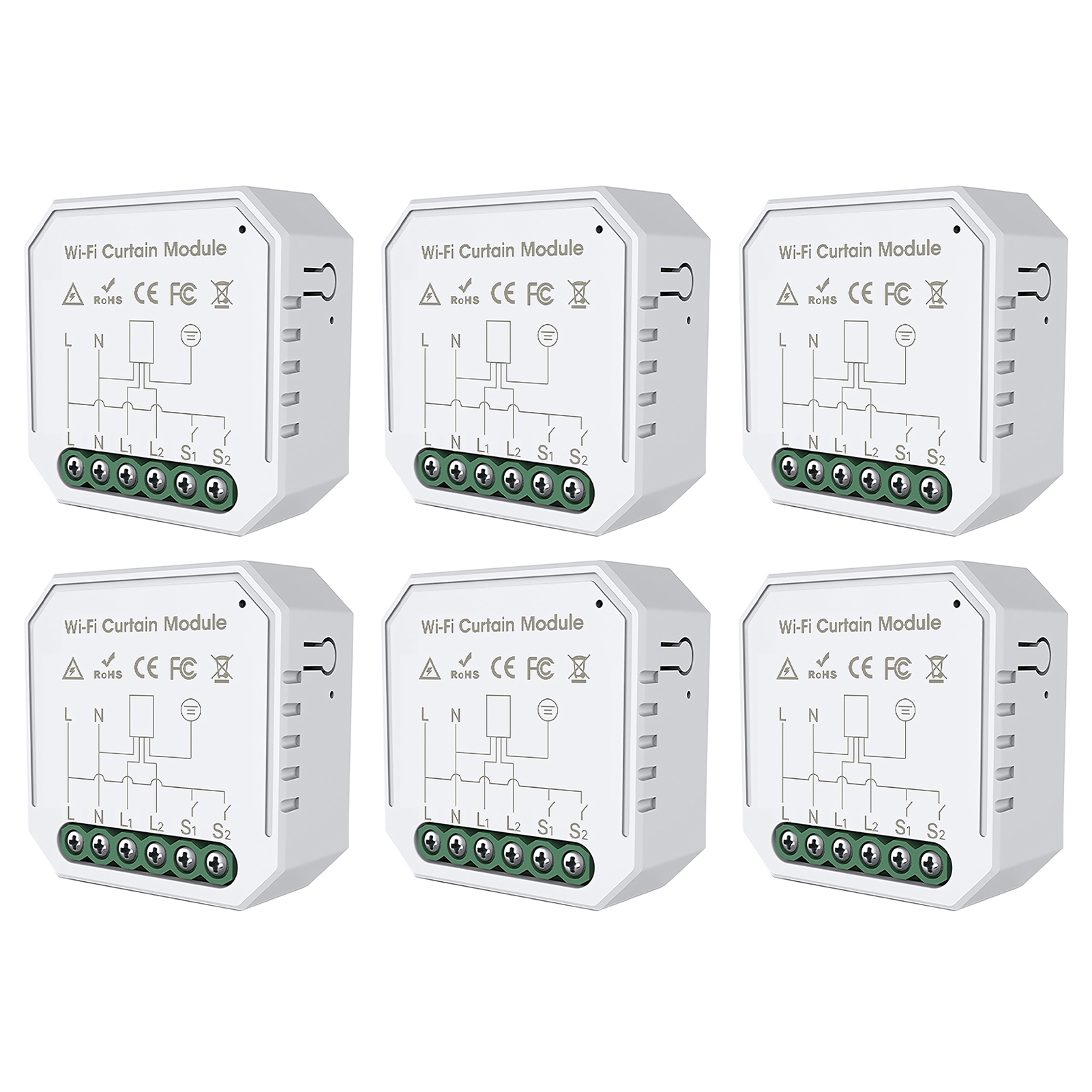Tuya Wlan-modul Für Motorisierte Vorhänge, 6 Stück, Alexa-sprachsteuerung, Google Home, Timer, Smartphone-app, Einfache Installation