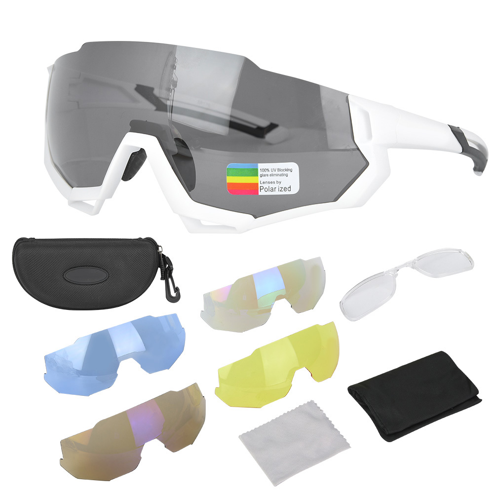 Toivize Polarisierte Radbrille, Winddicht, Mit Integriertem Rahmen Für Kurzsichtigkeit, Austauschbaren Mattweißen Gläsern, Uv-schutz Für Rennradfahren Und Mountainbiken.