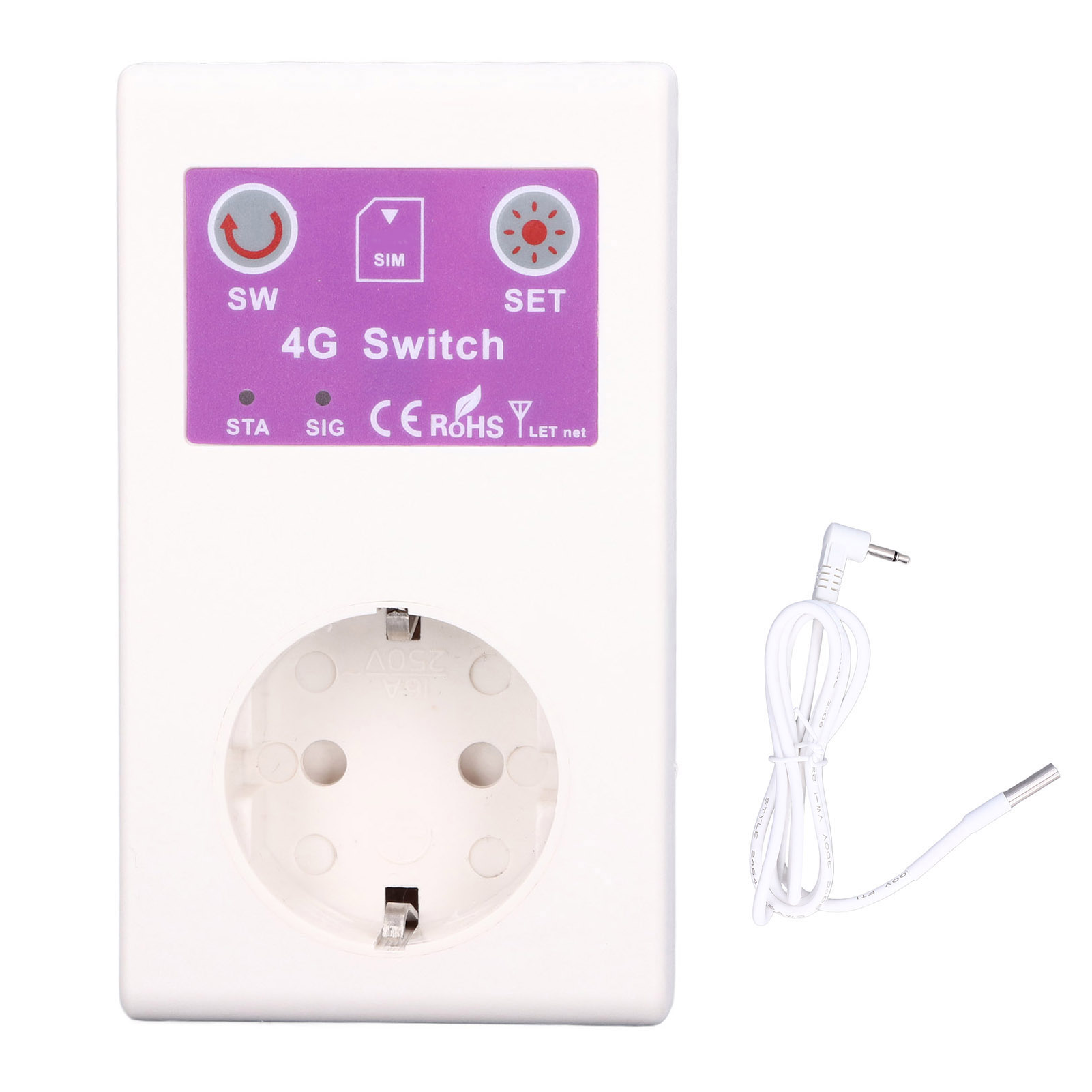 4g Smart Plug [marke] Modell-temp 2000w Feuerfestes Pvc Mit Sensor, Sms-/app-steuerung, Erhöhte Sicherheit Für Haushalt Und Landwirtschaft
