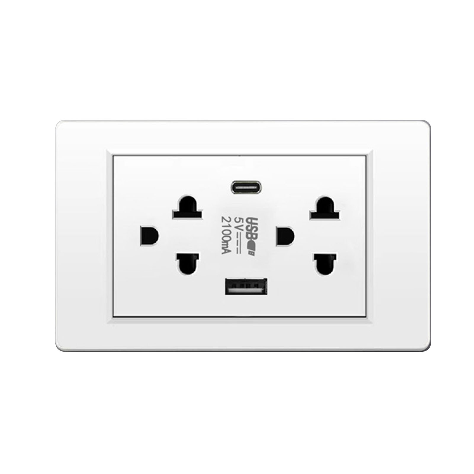 Thailändische Wandsteckdose Typ 118, 6 Steckdosen + Usb-c Und Usb-a, Abs/weißmetall, Kompakt, Elegant, Platzsparend, Ideal Für Französische Haushalte