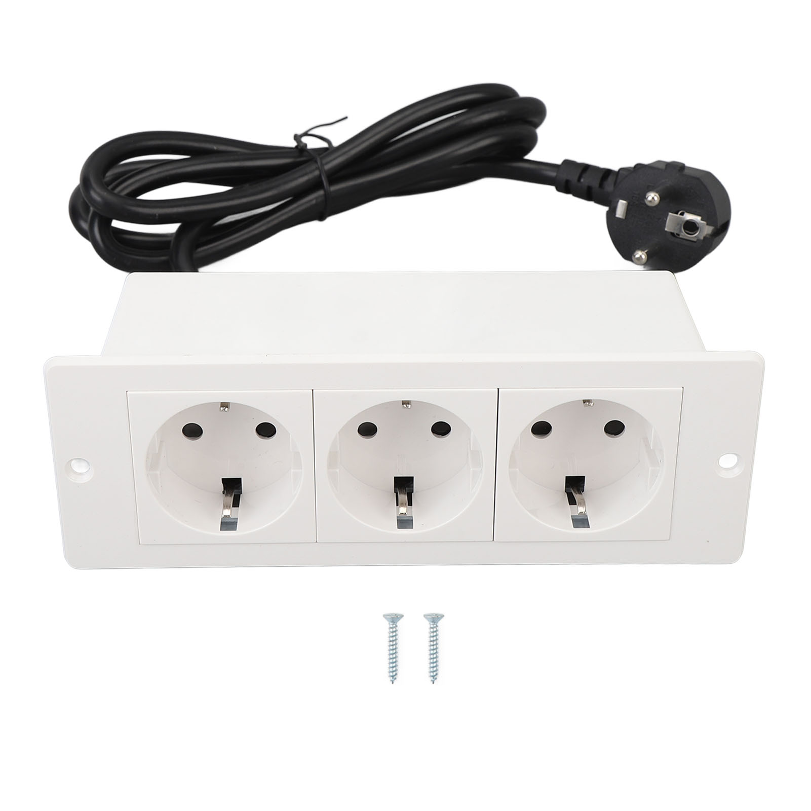 Unterputz-wandsteckdose Mit 3 X 16-a-anschlüssen, Flammhemmend, Integriertes Kabel, Für Büro Oder Küche, Einfache Installation, Modernes Und Unauffälliges Design
