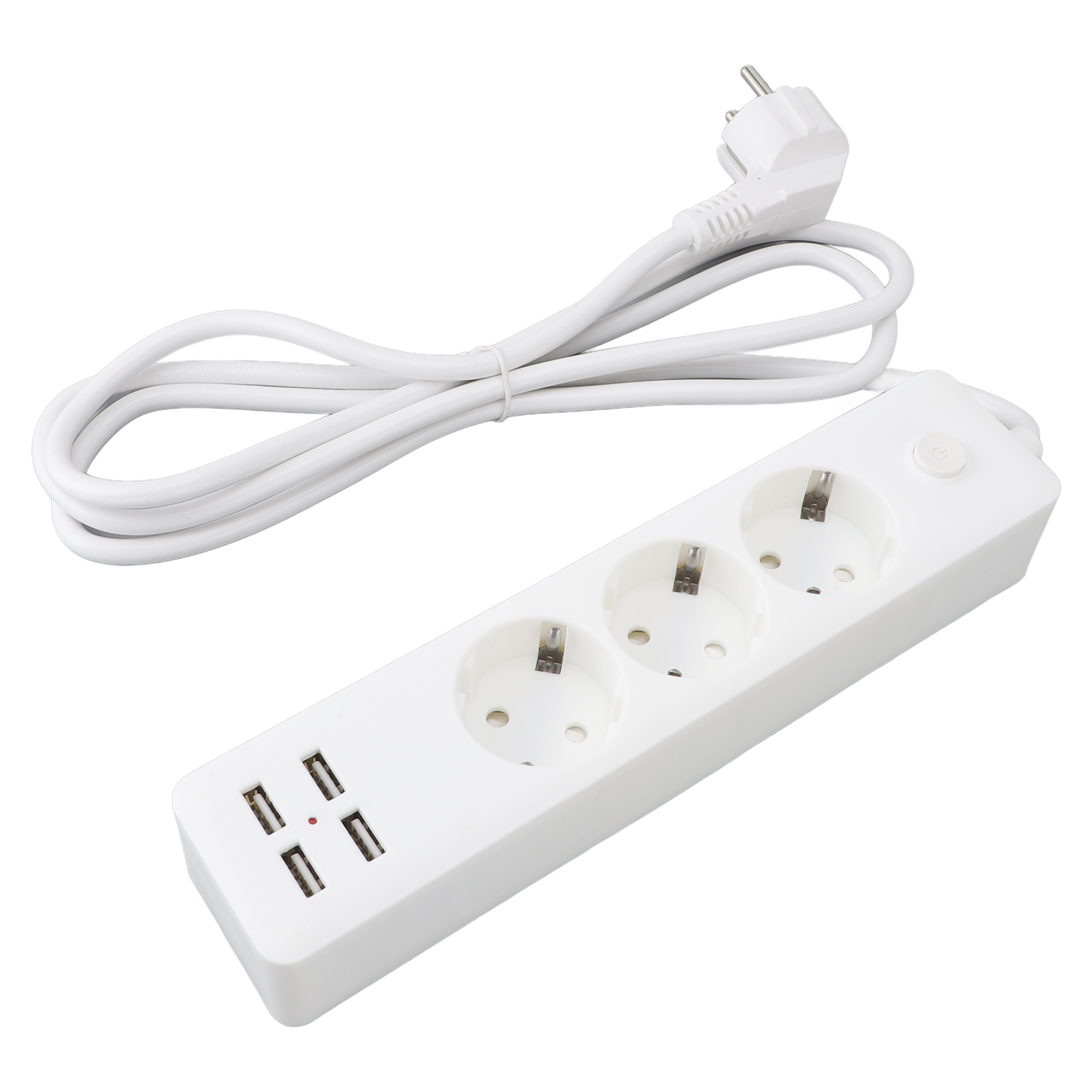 3-fach Steckdosenleiste + 4 Usb-anschlüsse, 2200 W, 1,8 M Kabel, Touch-schalter, Robustes Abs-gehäuse, Europäischer Schuko-stecker Typ F, Kompakt