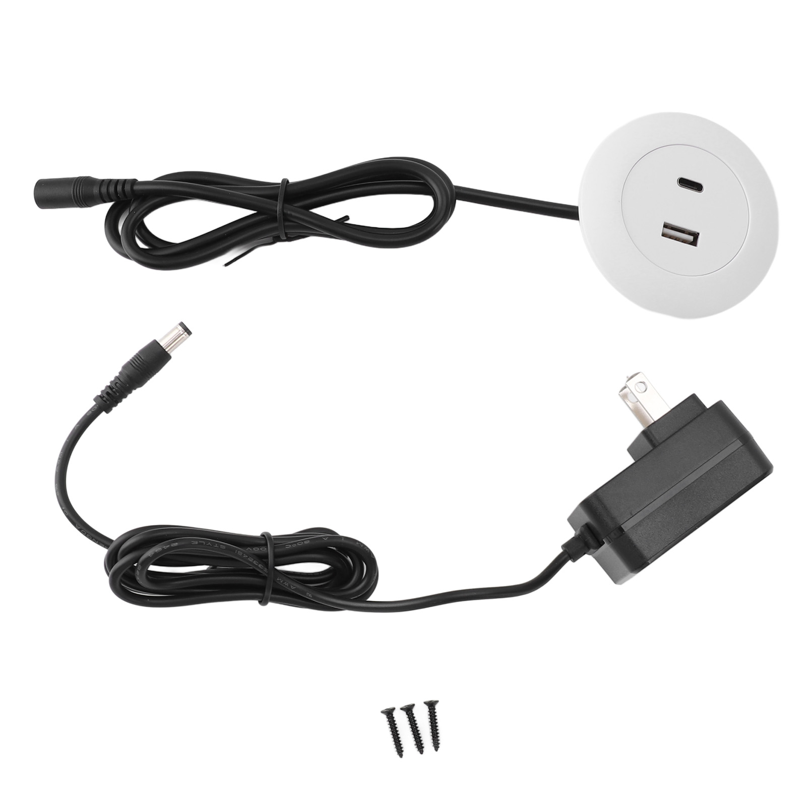 Integrierte Usb-a- Und Usb-c-wandsteckdose Für Den Schreibtisch, 10-w-schnellladung, Weißes, Flammhemmendes Abs-gehäuse, Einfache Installation