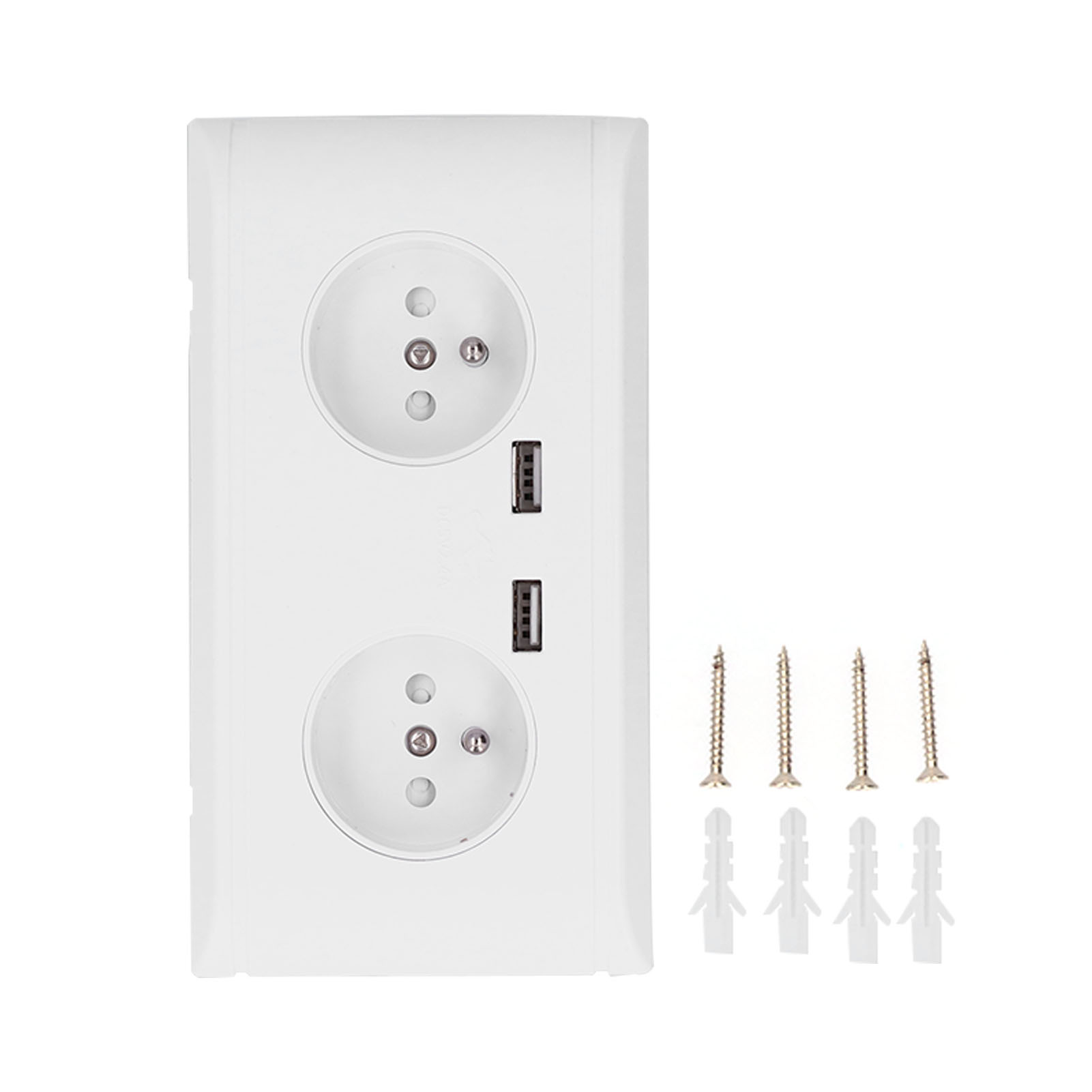 Wandsteckdose - [marke] - Eu-usb2p4 - Doppelte Europäische 250-v-steckdose Mit 2 Integrierten Usb-anschlüssen, Verstärktes Abs, Elegantes Design Für Büro Und Zuhause, Einfache Unterputzmontage, Ce- Un