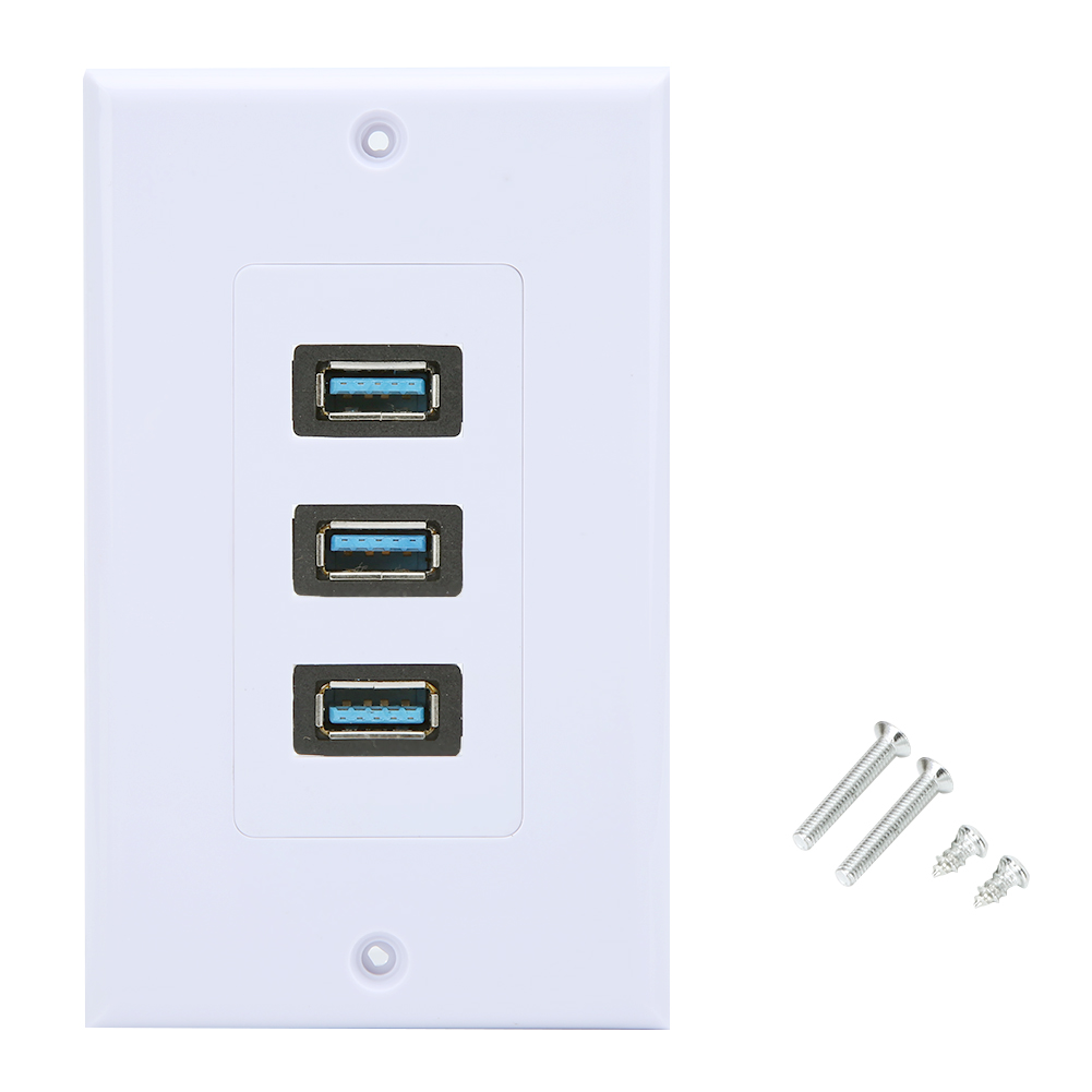 Usb 3.0 Wanddose – [marke] – 3-port-modell – Robustes Abs-gehäuse, Einfache Installation Für Büro Und Zuhause, Elegante Und Langlebige Oberfläche