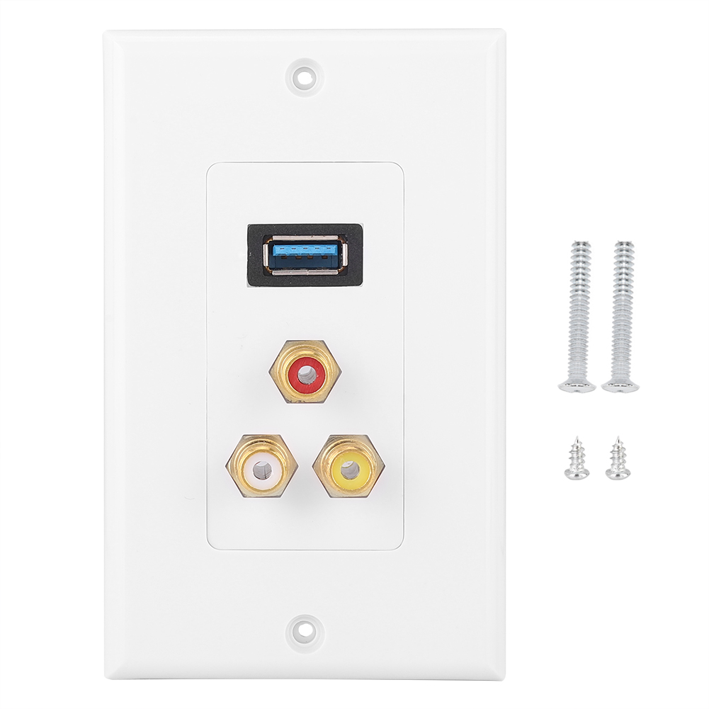Toivize 11,5 X 7 Cm Feuerhemmende Abs-einbauwandplatte Mit Usb 3.0-anschluss Und 3 Rca-buchsen Für Eine Saubere Und Professionelle Audio-/videoinstallation