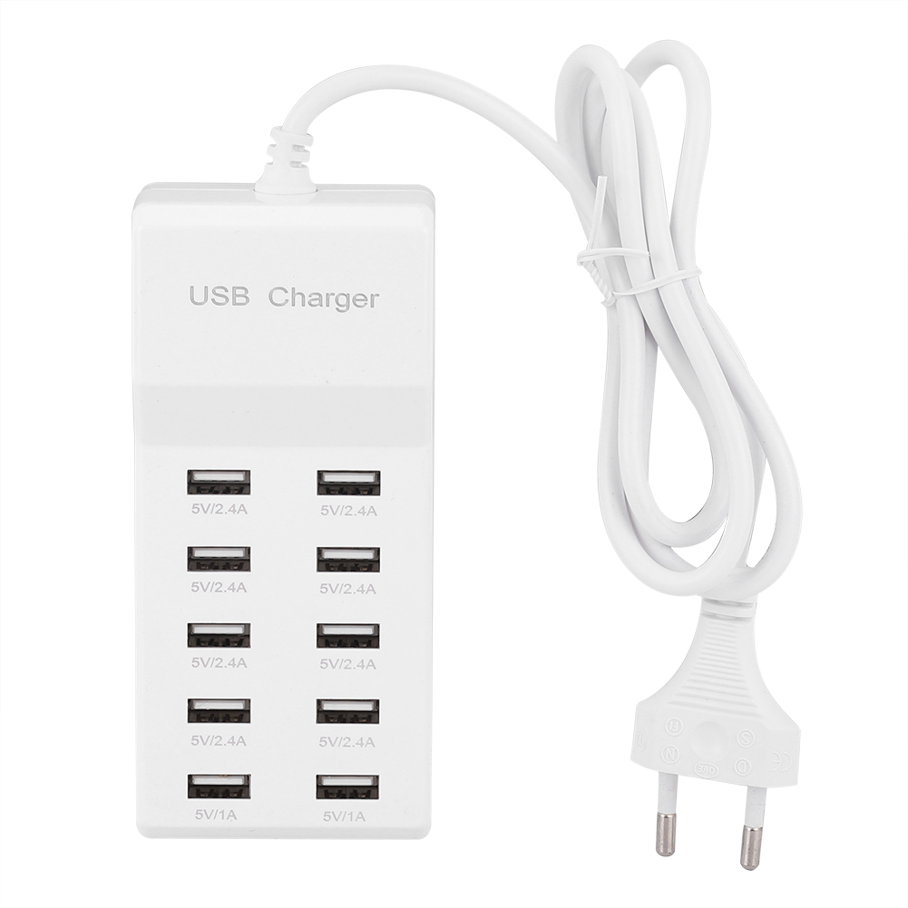 Toivize 10-port-usb-ladegerät, Weiß, Smart, Kompakt, Schnellladefunktion, Integrierte Sicherheitsfunktionen, Kompatibel Mit Allen 5v-geräten