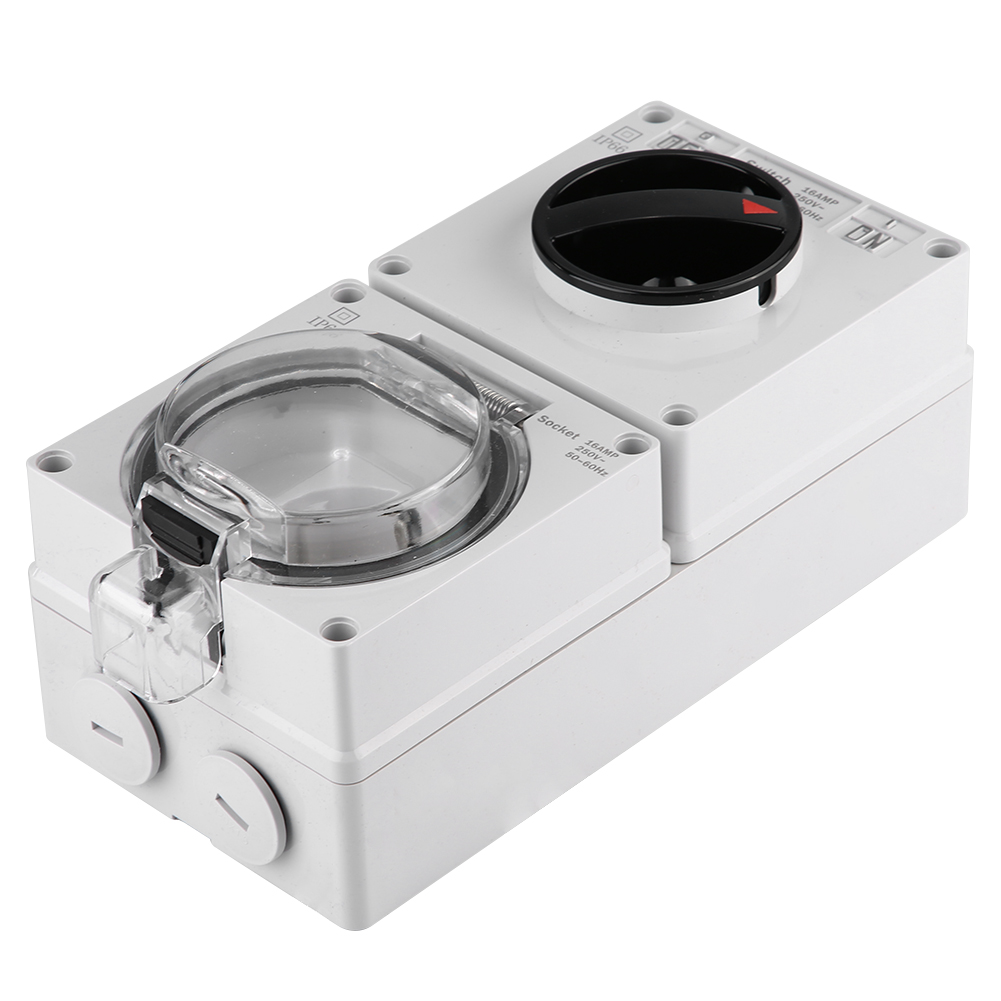 Ip66 Wasserdichte Wandsteckdose Mit Schalter – Standardausführung – 250 V, 16 A – Robustes, Flammhemmendes Pc-gehäuse Für Den Außenbereich Und Badezimmer