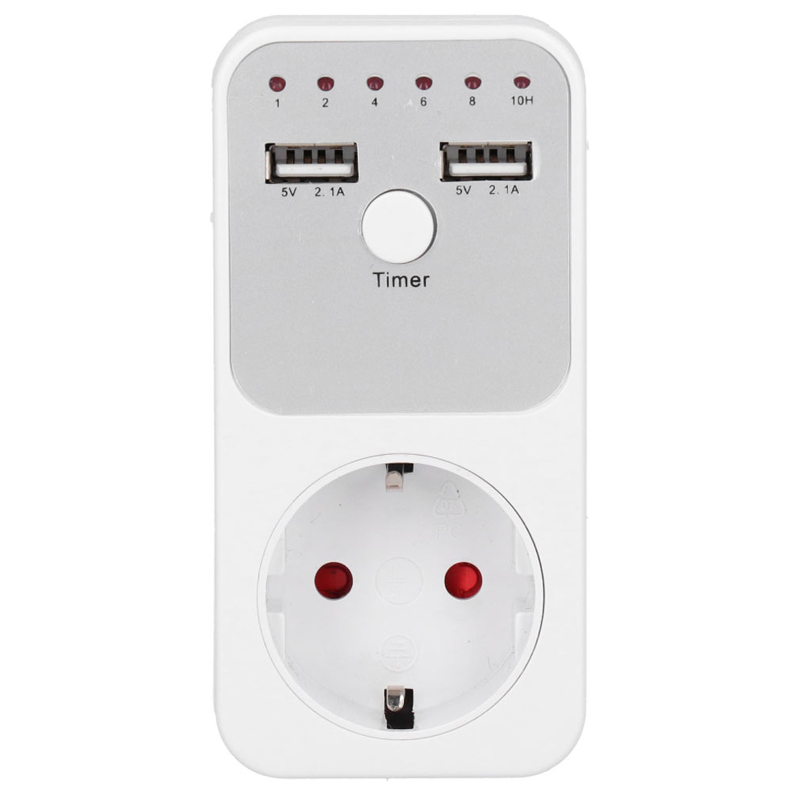 Programmierbare 230-v-usb-steckdose – Digitaler Timer (1–10 Std.), 2 X 5 V/2,1 A Usb-anschlüsse, Robustes Abs-gehäuse, Automatische Abschaltung, Ideal Für Ladegeräte Und Lampen
