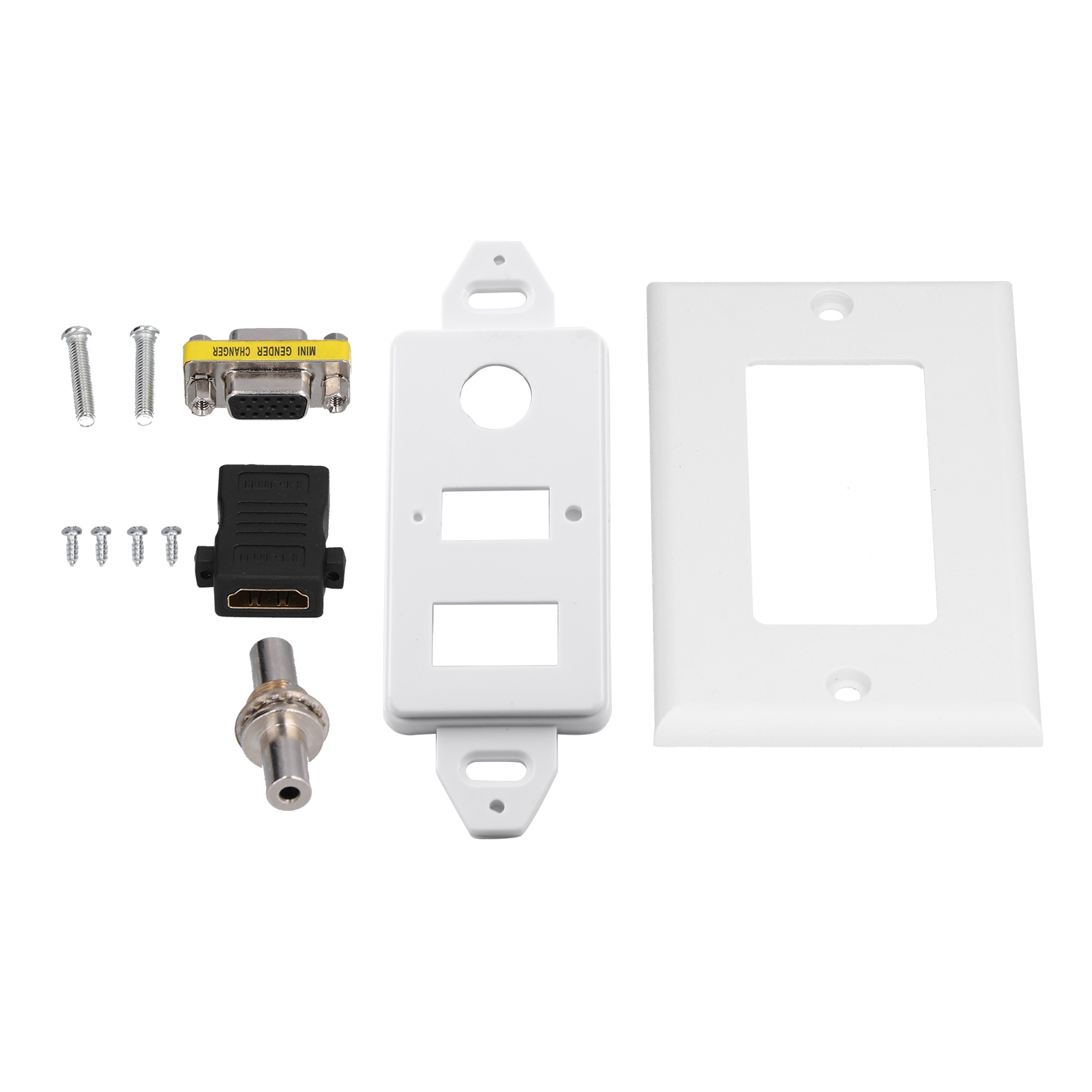 Abs-multimedia-wandsteckdose 70 X 115 Mm Hdmi Vga F 3,5 Mm, Robustes Verbundpanel, Nahtlos Für Schnelle Und Elegante Installation