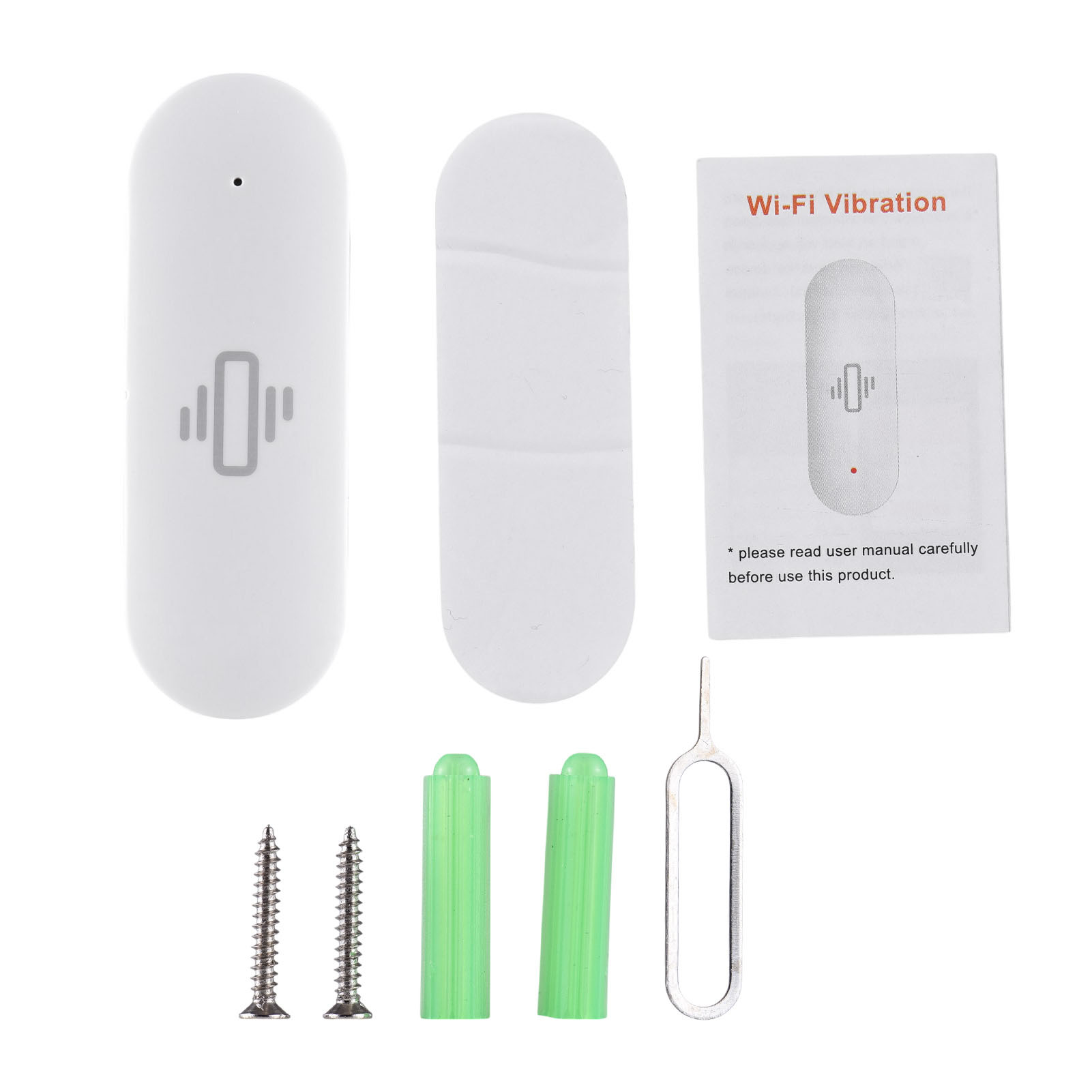 Tuya Wlan-vibrationsmelder, Einstellbare Empfindlichkeit, Push-benachrichtigung, Für Türen Und Fenster, Weiß, Einfache Drahtlose Installation