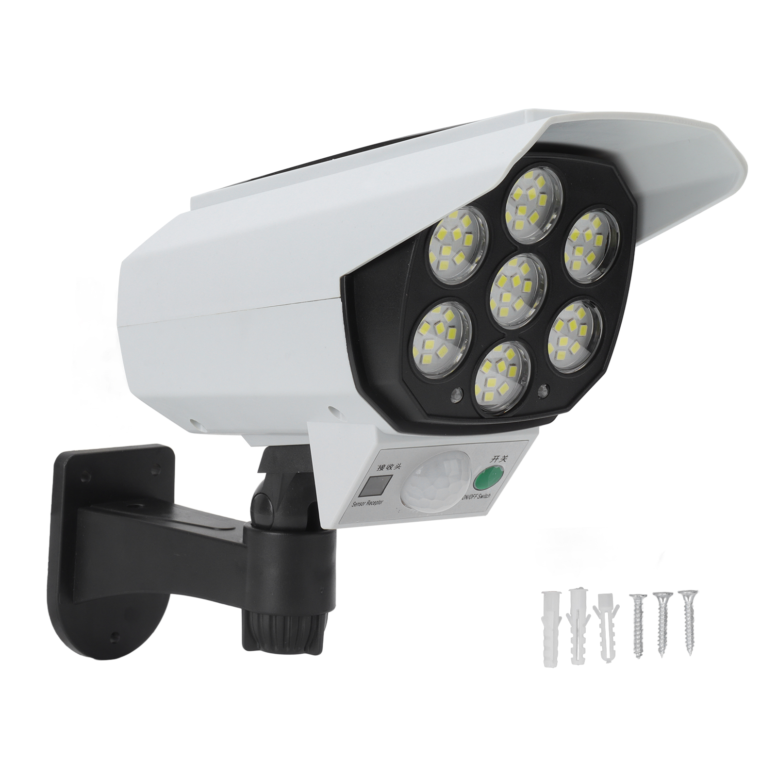Toivize Ip64 Led-solarfluter Mit Attrappe Einer Sicherheitskamera Und Bewegungsmelder, Leistungsstarke, Autonome Außenbeleuchtung
