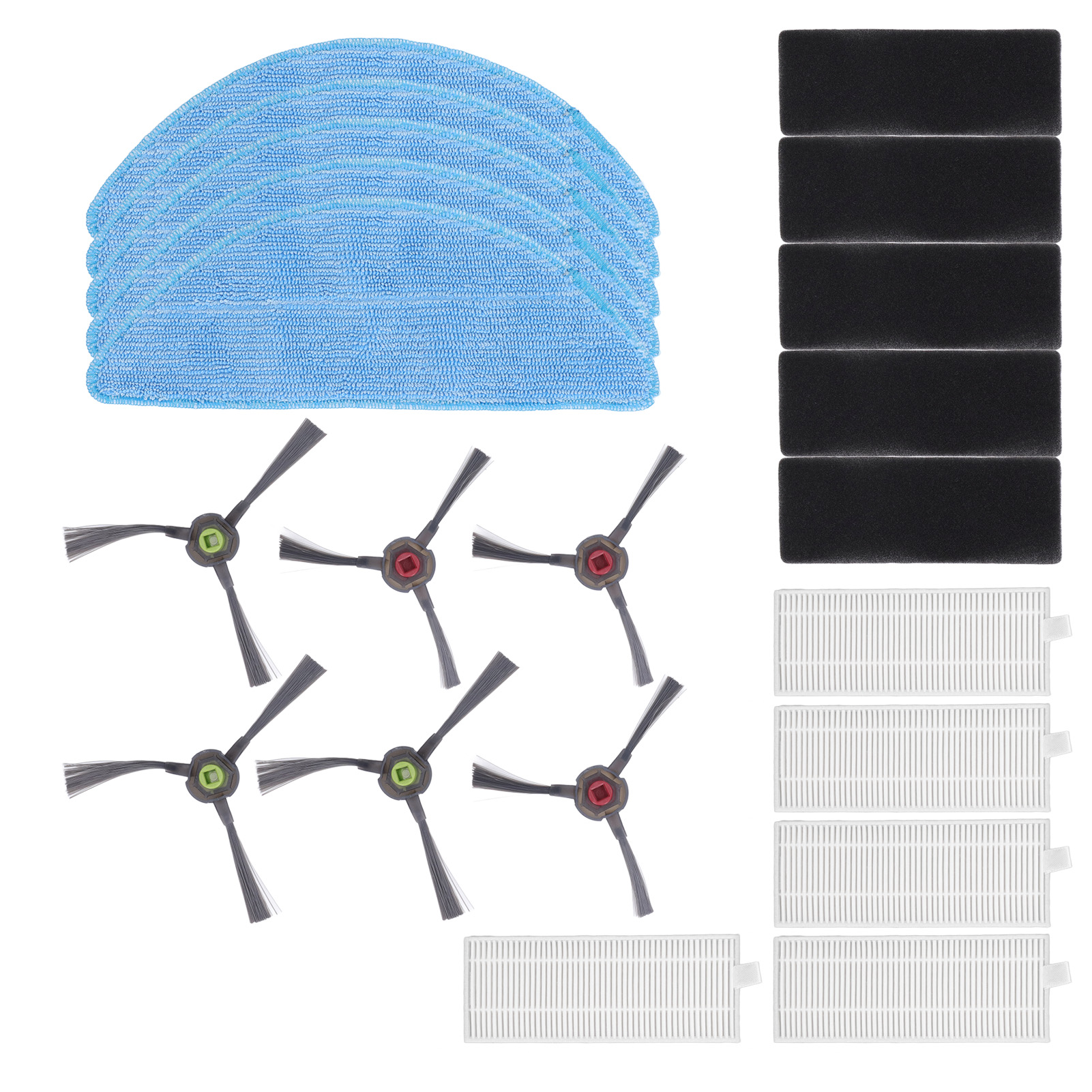 Yeedi K600 K700 K680 Saugroboter-zubehörset: 5 Mikrofasertücher, 5 Hepa-filter, 6 Seitenbürsten