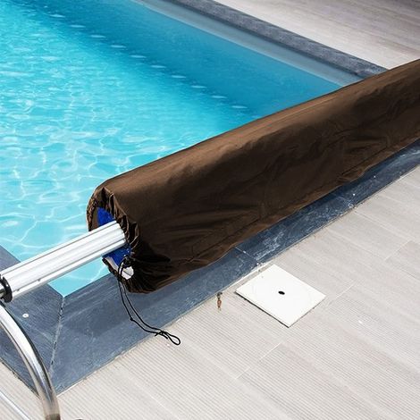 Schutzhülle Für Poolrolle, Wasserdichte Plane Aus 210d Oxford-gewebe, Uv-beständig, Winddicht, Staubdicht, Braun, 490 X 96 Cm