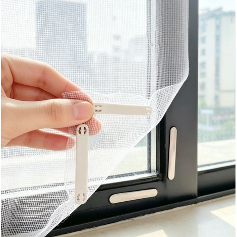 Set Mit 2 Zuschneidbaren Magnetischen Moskitonetzen, Inklusive 24 Magneten, Kein Bohren Erforderlich, Für Fenster Im Innen- Und Außenbereich, Weiß, 150 X 130 Cm