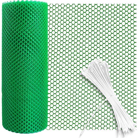 Rolle 0,4 X 10 M Kunststoffzaun, Inklusive 50 Befestigungselementen, Für Geflügel, Balkon, Garten, Tiere, Grünflächen