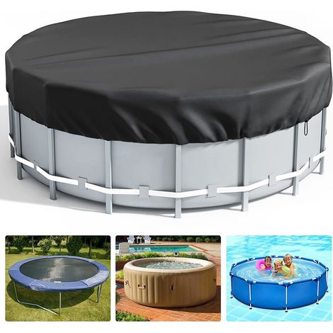 Runde Poolabdeckung Ø210×90 Cm, 210d Oxford-gewebe, Uv-beständig, Wasserdicht, Staubdicht, Inklusive Kordel Und Verankerungen, Für Oberirdische Garten-whirlpools