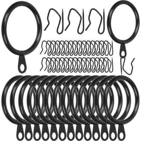 Set Mit 24 Schwarzen Eisen-duschvorhangringen Mit Spikes, 3,0 X 45 Mm