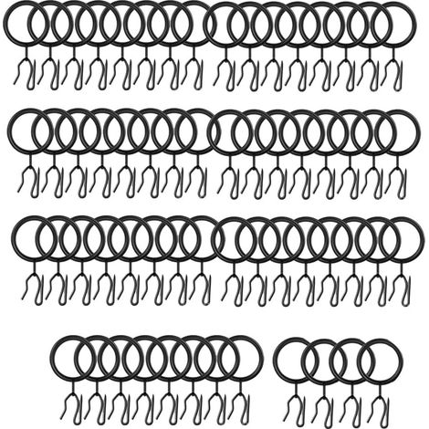 Set Mit 68 Schwarzen Eisen-duschvorhangringen/-haken Mit Spikes, 3,0 X 45 Mm
