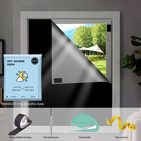 Verdunkelungsrollo 145 X 100 Cm, 420d Oxford-gewebe, Uv-beständig, 100 % Verdunkelnd, Mit Klettverschluss, Individuell Zuschneidbar, Für Fenster, Dachfenster Und Reisen