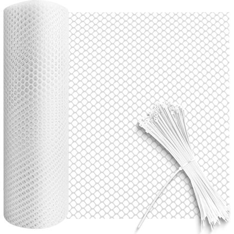 Rolle 0,4 X 6 M Kunststoffzaun, Inklusive 50 Befestigungselementen, Für Geflügel, Balkon, Garten, Haustiere, Weiß