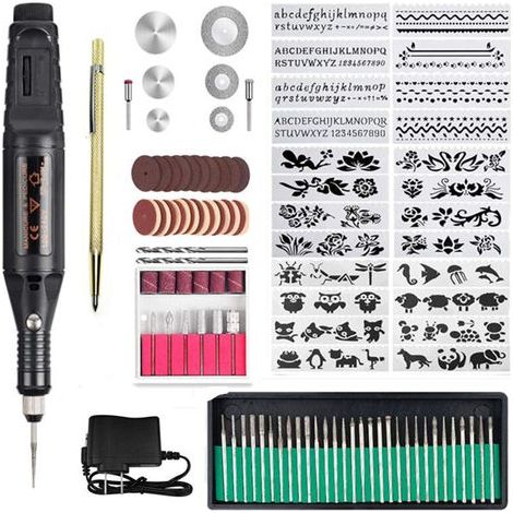 Alliandis 108-teiliges Gravierset, Elektrischer Gravierstift Mit Marker, Diy-gravierwerkzeug Für Schmuck, Glas, Holz, Metall Und Kunststoff