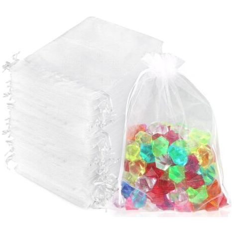 Alliandis Packung Mit 100 Organzabeuteln - 13 X 18 Cm - Geschenktüten Für Partys, Hochzeiten, Schmuckbeutel, Süßigkeitenbeutel Und Kosmetiktaschen (weiß - 13 X 18 Cm)