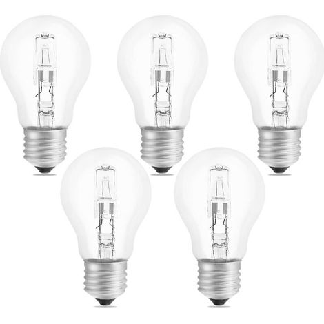 Alliandisbubbes E27 A55 42w Dimmbare Halogenlampe, Ac220-240v, 650lm Warmweiß (2700k), Klare E27-fassung, Für Deckenleuchten, Arbeitsleuchten, Wandleuchten Und Stehlampen, 5er-pack