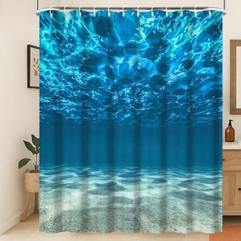Alliandisr Duschvorhang Ozean, Ozeanblau, Natur, Unterwasserwelt, Tiefsee, Wasserdicht Und Maschinenwaschbar, 180 X 200 Cm