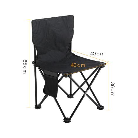 Alliandis Schwarzer Faltbarer Outdoor-stuhl, Campingstuhl Mit Seitentasche, Picknickstuhl Aus Oxford-gewebe, Tragbarer Strand- Und Angelstuhl, Outdoor-stuhl