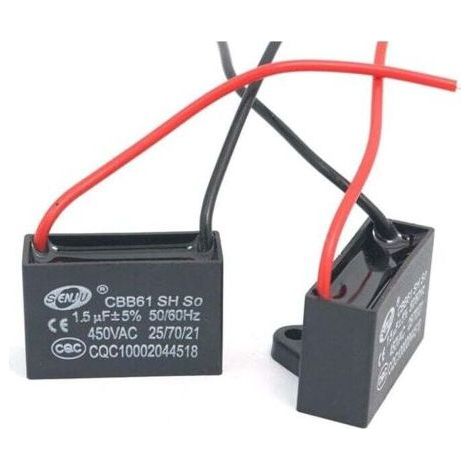 Alliandis Cbb61 1,5 Μf 450 V Ac Kondensator – 50/60 Hz Frequenz – 95 Mm Kabellänge – 8er-pack Lüfterkondensatoren – Kondensator 1