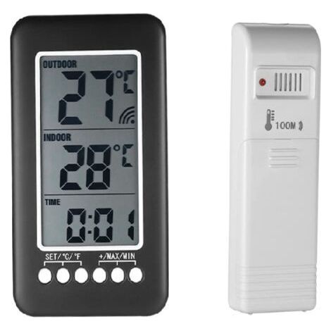 Alliandi 2-in-1 Funkthermometer Für Innen Und Außen – Lcd-anzeige – Messbereich: -30 °c Bis 70 °c – Reichweite Des Senders: Bis Zu 100 M