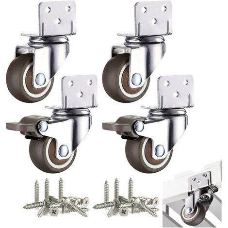 Alliandis 4 Stück Kleine Möbelrollen, 32 Mm Lenkrolle Für Couchtische Und Schränke, Tragkraft 60 Kg, Mit Brems- Und Montageplatte