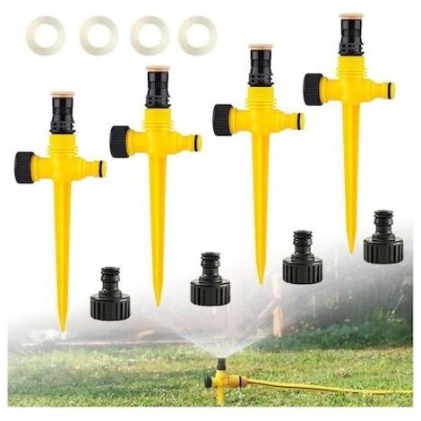 Alliandis Set Mit 4 Um 360° Drehbaren Rasensprengern, Gartenbewässerung, Große Reichweite, Einfache Installation