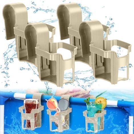 Alliandis4er-pack Getränkehalter Für Den Pool, Khaki, Kunststoff, Getränkehalter, Poolrand, Poolzubehör, Multifunktions-getränkehalter, Auslaufsicherer Getränkehalter, Bierhalter Für Pools