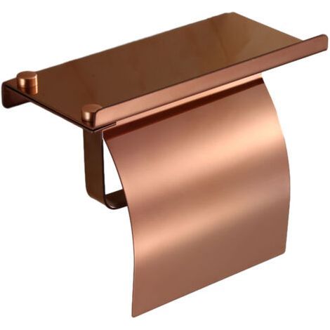 Alliandis Wandmontierter Toilettenpapierhalter, Rostfreier Edelstahl-toilettenpapierhalter Mit Handyablage Für Bad Und Küche, Roségold.