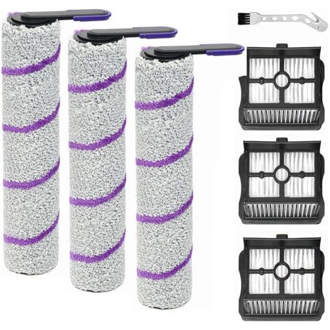 Alliandis Ersatzwalzenbürste Für Rowenta X-clean 10 Und Narwal S20 Pro Nass- Und Trockensauger, 3 Bürstenwalzen + 3 Filter + Reinigungsbürste