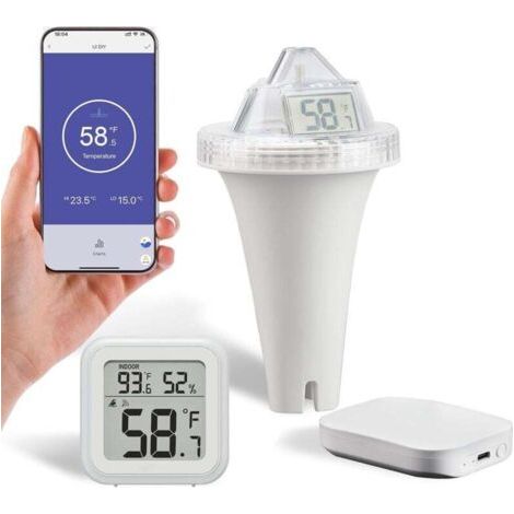 Alliandis Wlan-schwimmthermometer, Ip68 Wasserdicht, Intelligentes Poolthermometer, App-fernüberwachung, Drahtloses Funk-poolthermometer Mit Wlan-gateway, Für Spa, Aquarium, Wasserdicht