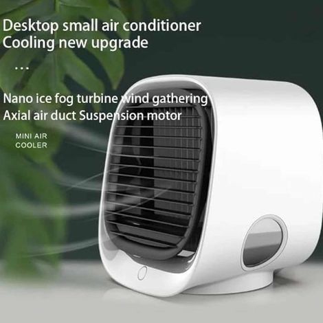 Alliandisc Klimaanlage, Ventilator, Mini-luftkühler Mit 3 Geschwindigkeitsstufen, Tragbare Klimaanlage Mit Nachtlicht, Tischventilator Und Luftbefeuchter Für Zuhause, Büro Und Schlafzimmer