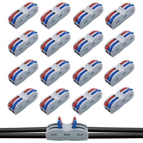 Alliandis 16 Stück 2-wege-schnellverbinder, Anschlussklemmen, Wago 2-wege, Elektrische Klemmenblöcke, Elektrische Verbinder, 1-draht 2-wege Für Inline-schaltungen 28-12 Awg, Pa/pc Ign