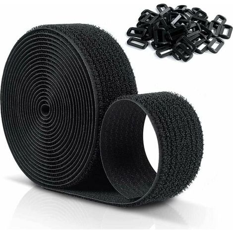 Alliandis Wiederverwendbare Klett-kabelbinder 10 X 25 Mm, Verstellbare Kabelbinder Mit 50 Kunststoffschlaufen, Schnittsichere Schwarze Nylon-klett-kabelbinder