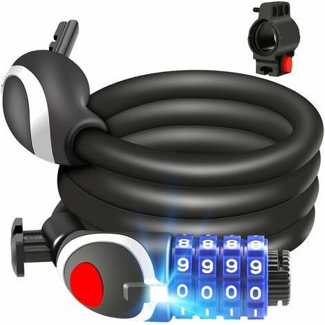 Alliandisc Fahrradschloss, 120 Cm X 12 Mm Diebstahlsicherungskabel Für Fahrräder, Roller, Motorräder Und Fahrradtore, Mit 4-stelligem Smart-code Und Fahrradhalterung, Schwarz